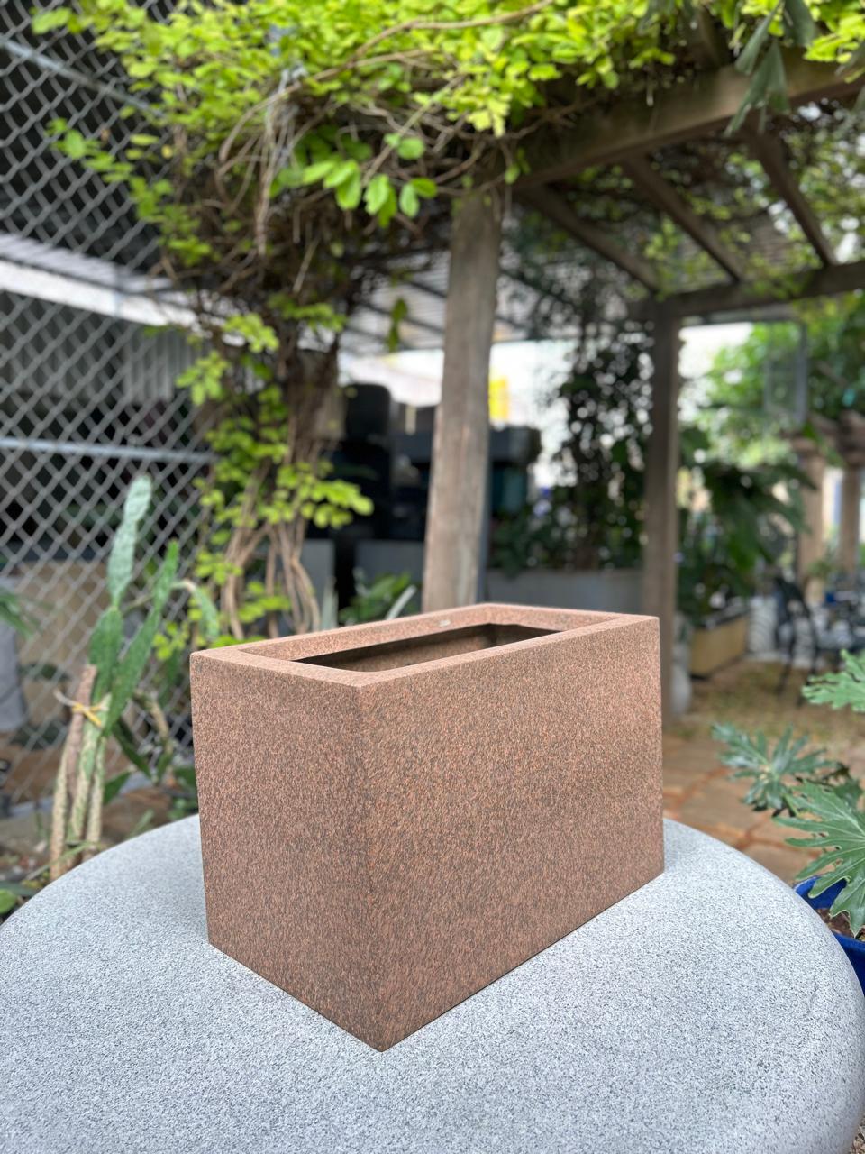 Textured Brown Fiberglass Rectangular Planter