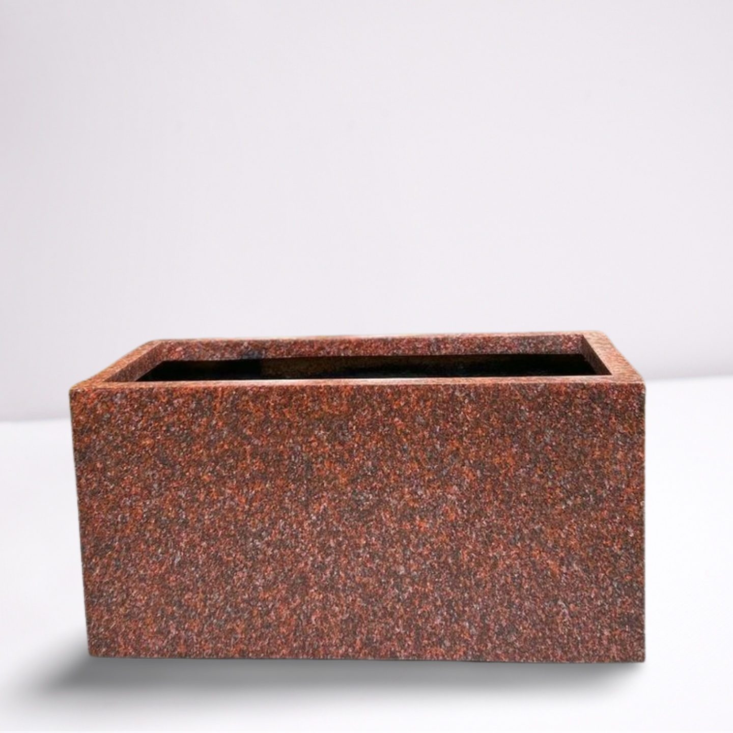 Textured Brown Fiberglass Rectangular Planter