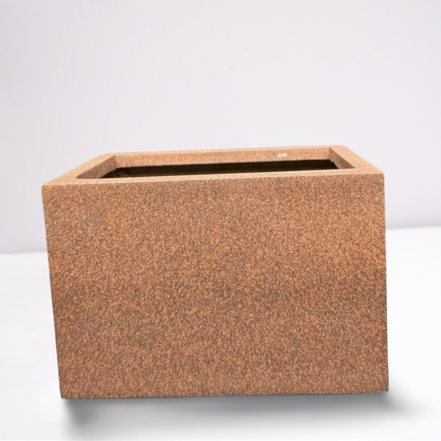 Textured Brown Fiberglass Rectangular Planter