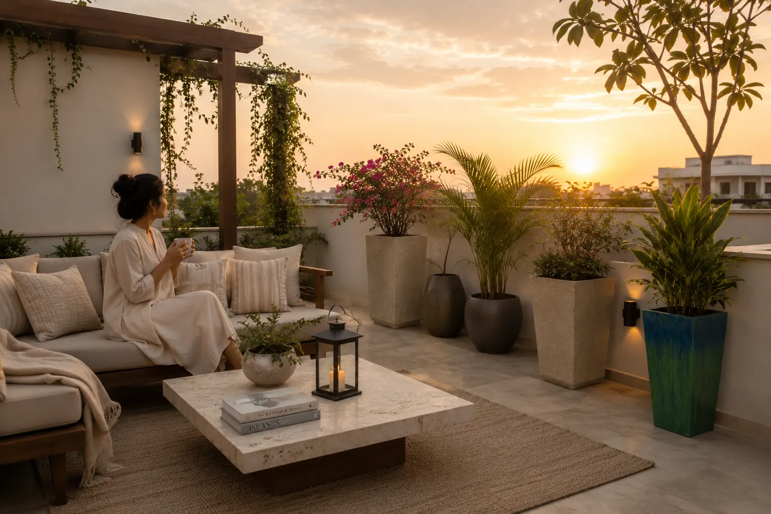 Terrace space — planters and outdoor décor