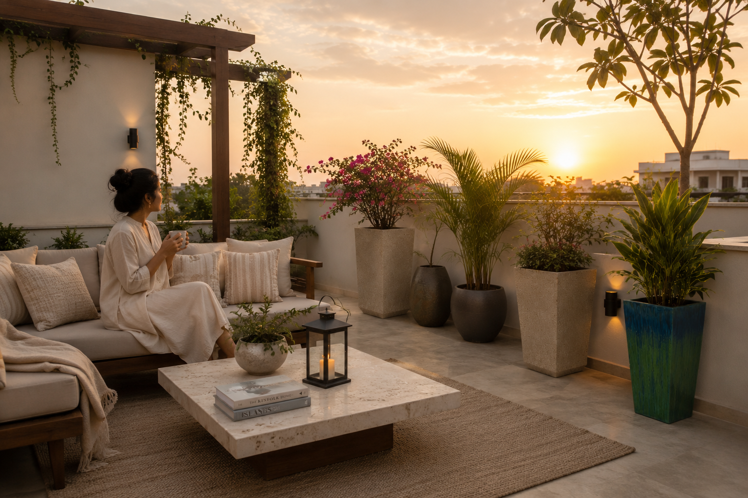 Terrace space — planters and outdoor décor