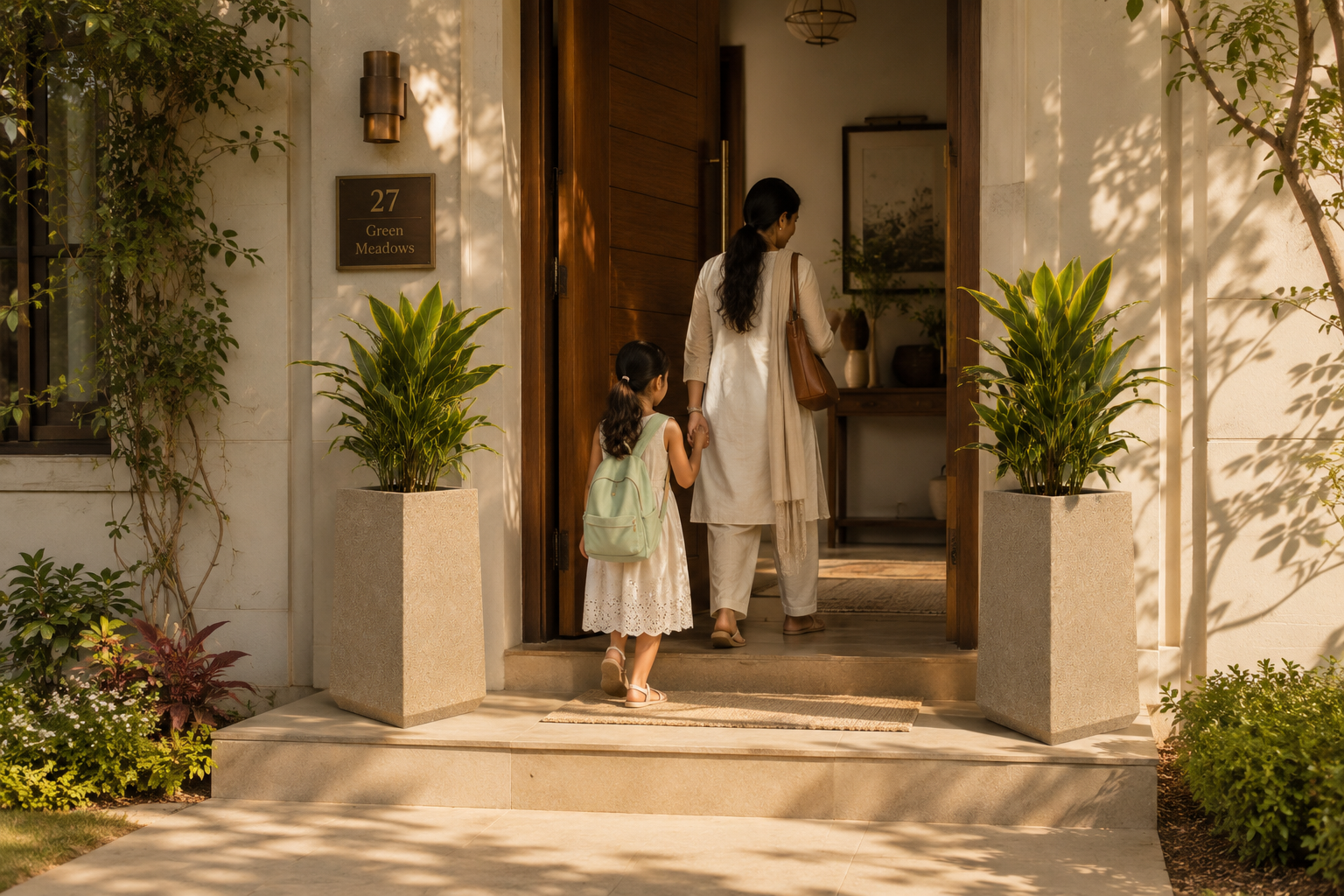 Entrance space — planters and outdoor décor