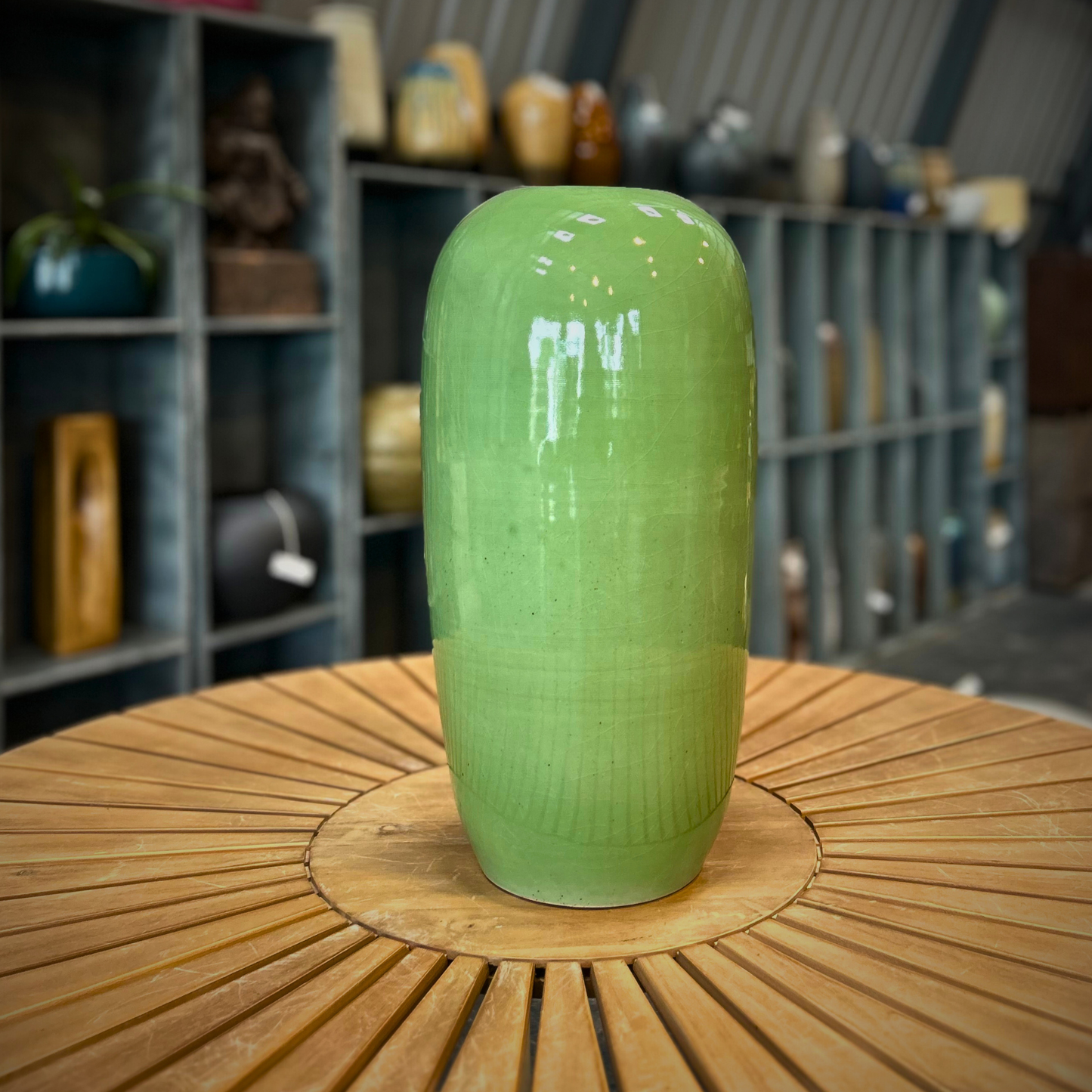 Glossy Green Ceramic Vase