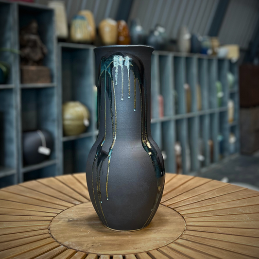 Glossy Black Ceramic Vase