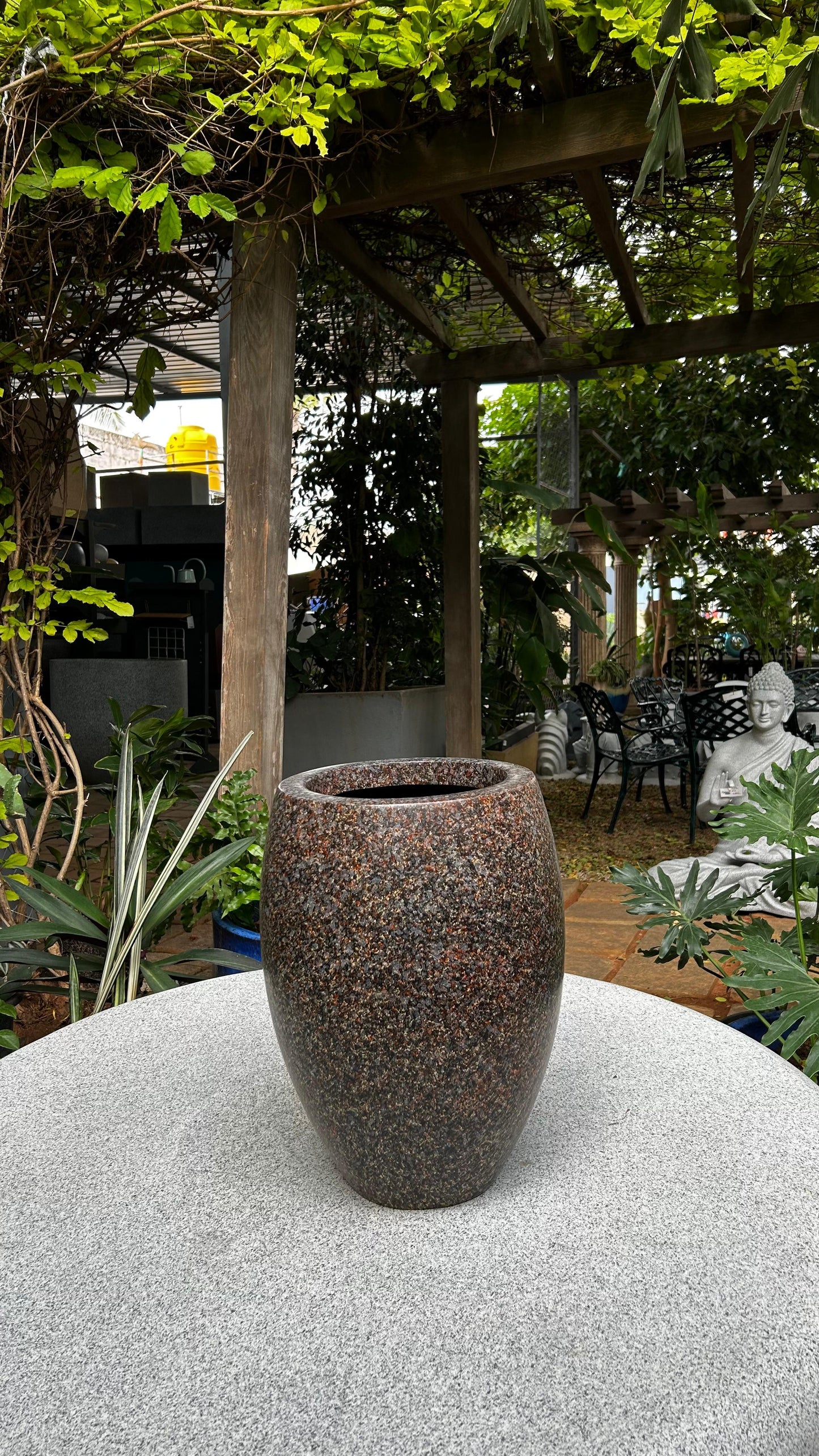 Textured Rust Black Stone Effect Planter
