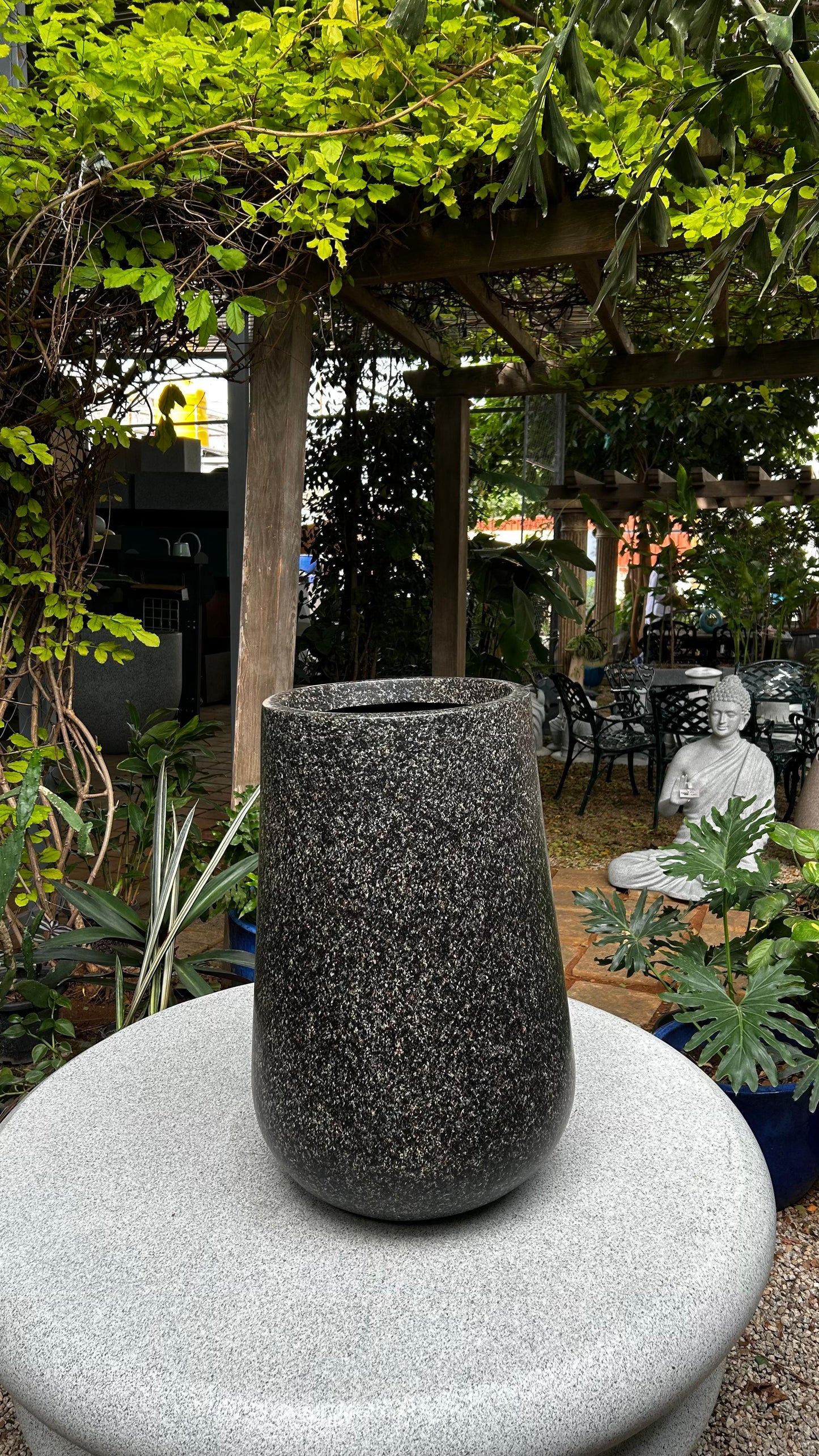 Textured Black Stone Effect Patio Planter