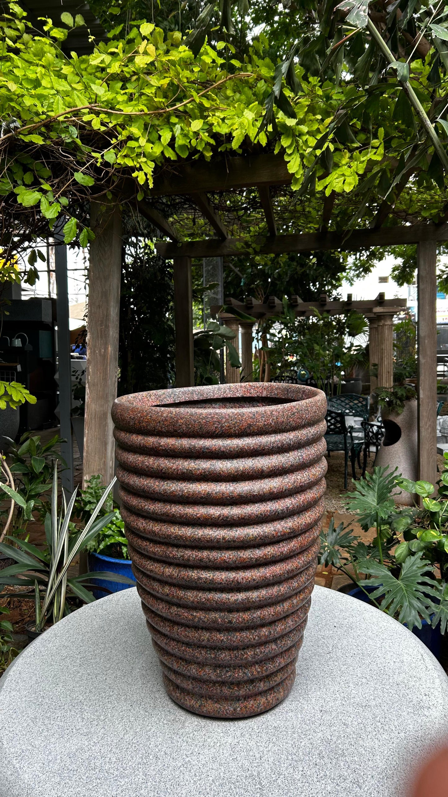 Textured Reddish-Brown Patio Pot