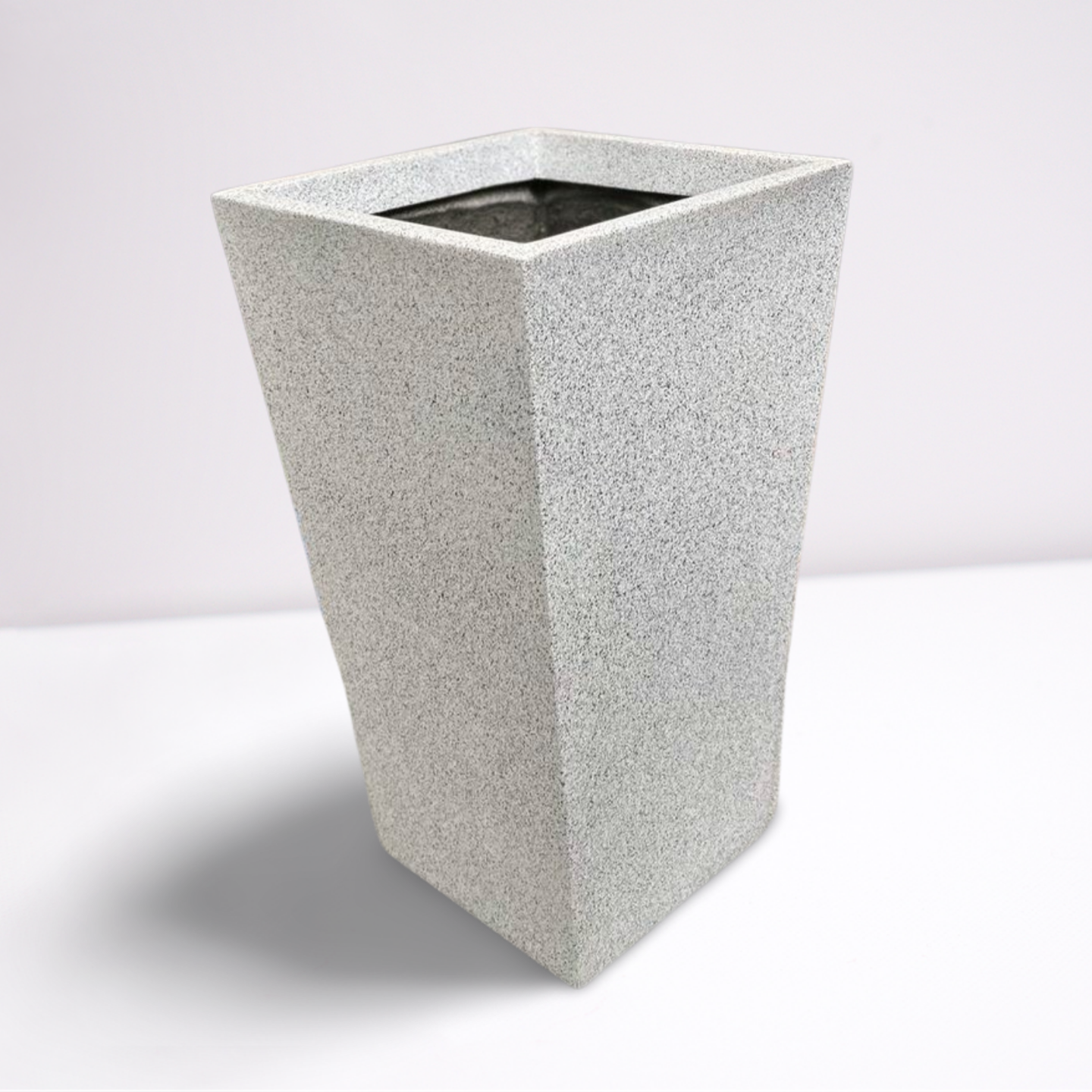 Tall Square Tapered Speckled Grey Planter