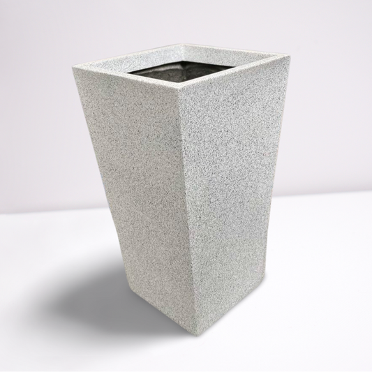 Tall Square Tapered Speckled Grey Planter