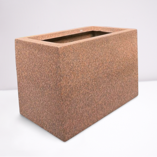 Textured Brown Fiberglass Rectangular Planter