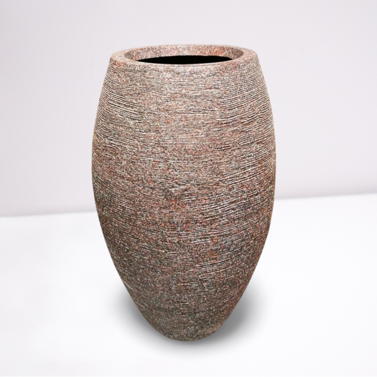 Textured Dark Brown Oval Outdoor Planter