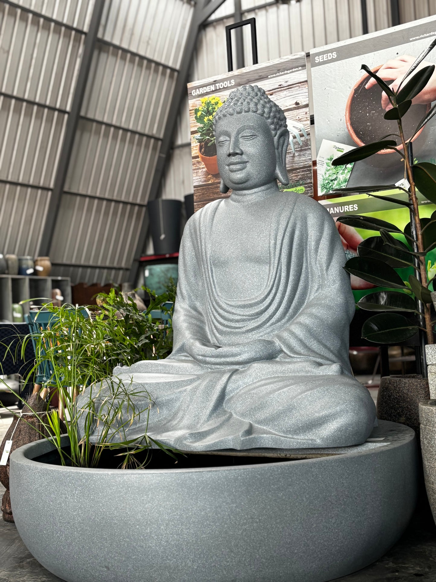 Large Fiber Buddha Sculpture
